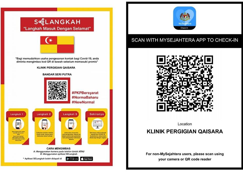 selangkah mysejahtera app contact tracing