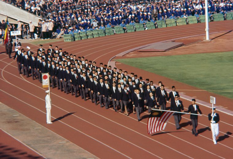 Malaysian athletes in the Olympic opening ceremony 