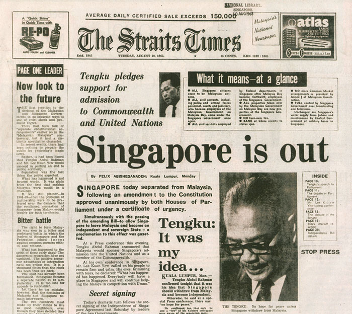 newspaper clipping of singapore leaving malaysia