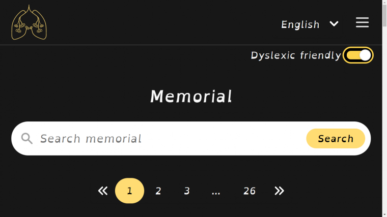 screenshot of memorial dyslexia option