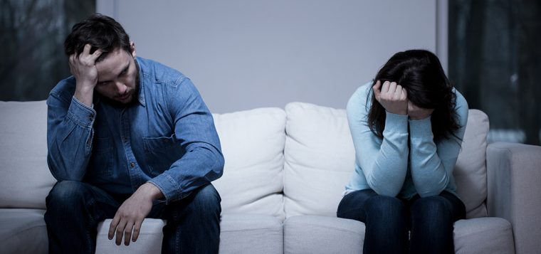 depressed couple just after a divorce