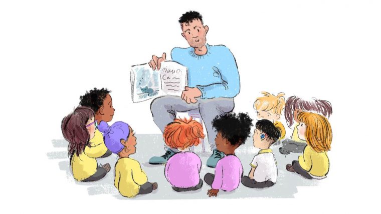 a teacher reading to his students