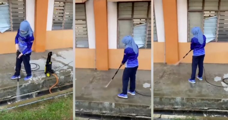 Rina Harun cleaning 