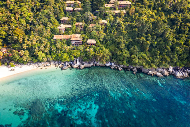 Aerial View of Tioman Island coast line.