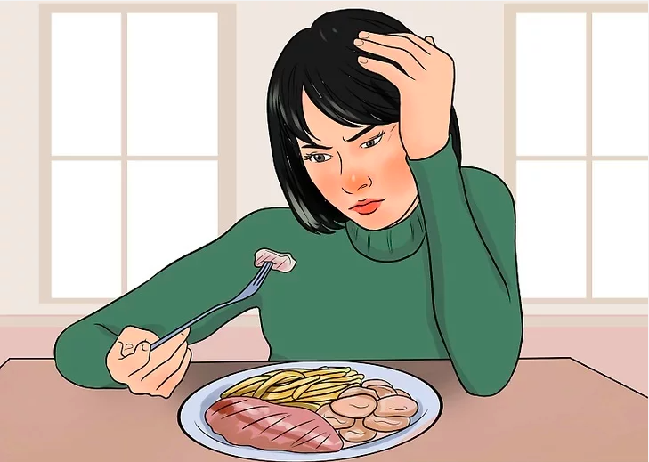 a person staring at food