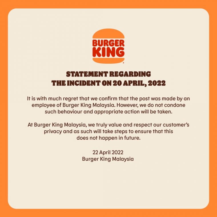 Burger King Apology
